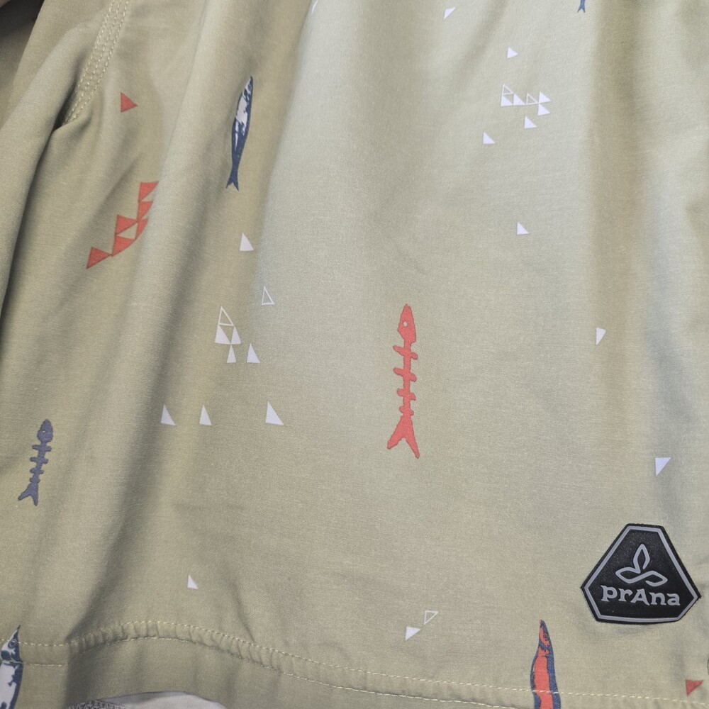 prAna Men's Shorts Bundle 2 Pieces, Green Print, Gray, Pull-on, Large - Picture 15 of 16